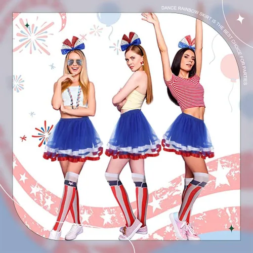 Vista 7 de Nicute Falda tutú para mujer, 4 de julio, color rojo, blanco y azul, con estrellas, divertida, patriótica, para fiesta del Día de la Independencia
