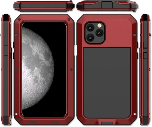 Vista 10 de Funda protectora de cuerpo completo para iPhone 11 Por, resistente a los golpes, funda de metal de aleación de aluminio con protector de pantalla