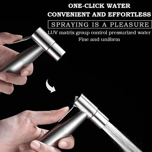 Vista 3 de BUYGOO Pulverizador de bidé de mano para inodoro, control de presión de agua ajustable con manguera de bidé para lavado femenino, rociador de tela