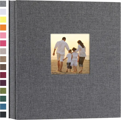 Vista 19 de potricher - Álbum de fotos pequeño para 100 fotos de 4 x 6 pulgadas, con portada de lino con foto, familiar, para bodas, aniversarios, bebés o Beige