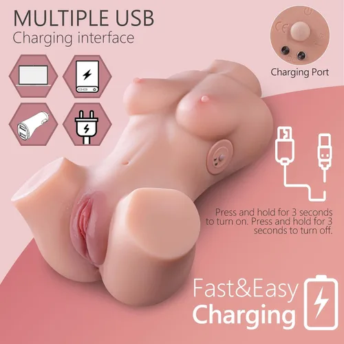 Vista 4 de Juguetes sexuales de 7 libras para hombres, masturbador masculino vibrador, muñeca sexual con 7 modos, coño automático de bolsillo para hombres