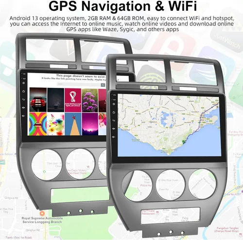 Vista 6 de [2+64G] Estéreo de coche Android para Jeep Compass Patriot 2007 2008 2009 con Apple Carplay y Android Auto 10.1 pulgadas pantalla táctil Radio
