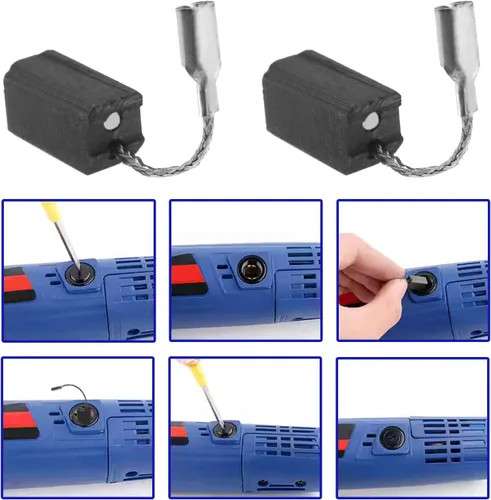Vista 2 de 2 pares de cepillos de carbono parada automática compatible con FLEX PE 14-2 150 PE 14-3 125 pulidor 0.248x0.315x0.551 in herramienta eléctrica