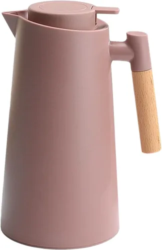 Vista 11 de Jarra térmica de doble pared de 1 litro, olla térmica al vacío con mango de madera, hervidor de agua, frasco aislado, jarra de té que mantiene