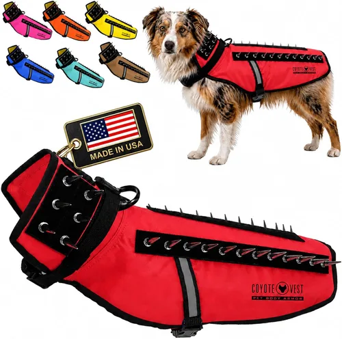 Vista 15 de CoyoteVest Chaleco Protector de Arnés para Perro, Accesorios Reflectantes para Perro con Picos para Proteger a tu Mascota de Ataques de Rapaces