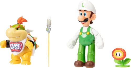 Vista 10 de Super Mario Nintendo - Figura de acción de 4 pulgadas, paquete de 2 Fire Luigi & Bowser Jr. con accesorios