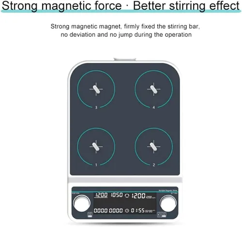 Vista 3 de 4P,Magnetic Stirrer with LED Display, Heated Magnetic Stirring Plate Laboratory Stirrer, Suitable for Research and School Laboratories