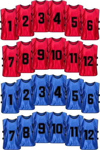 Vista 6 de Scrimmage - Chaleco de entrenamiento de equipo deportivo con pinnies reversibles numerados para equipo de fútbol para niños, jóvenes y adultos