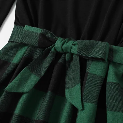 Vista 6 de PATPAT Conjuntos familiares a juego para mamá y yo, vestido a juego de manga larga a cuadros y camisas casuales con botones