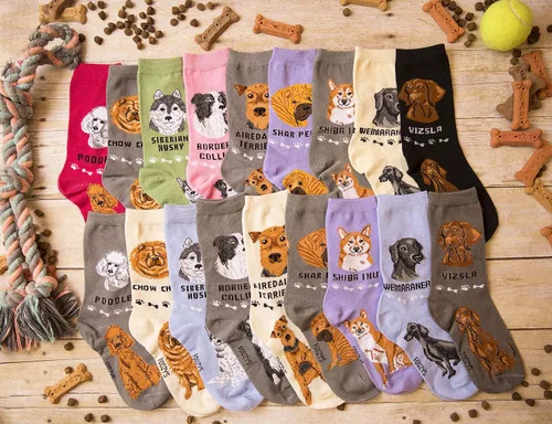 Vista 2 de Calcetines unisex Foozys Crew Calcetines novedosos para perros de razas grandes y medianas (2 pares), unisex, Collie de la Frontera