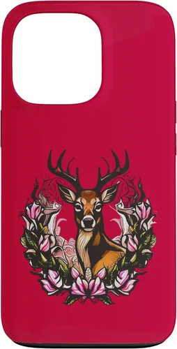 Vista 9 de Arkansas Deer with Antlers and Apple Blossom Tattoo Art Case for iPhone 17