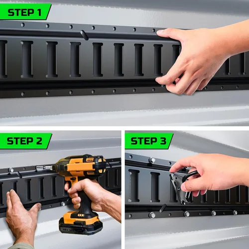 Vista 7 de Trekassy Kit de riel E Track de 4 pies con 4 correas de trinquete y 4 juntas tóricas, riel electrónico negro resistente para remolques, furgonetas