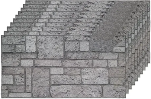 Vista 8 de IZODEKOR Paneles de pared 3D con efecto ladrillo, revestimiento, aspecto de piedra, revestimiento de espuma de poliestireno para sala de estar