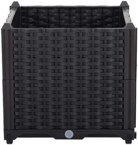 Vista 24 de BAOYOUNI - Juego de jardinera cuadrada para interiores o exteriores, maceta de plástico, caja de cultivo para verduras frescas, hierbas, flores