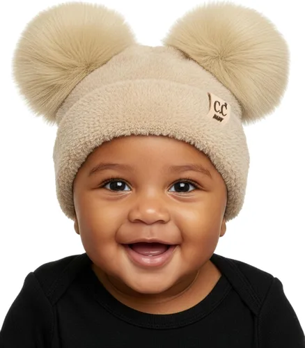 Vista 38 de Funky Junque Gorro de invierno con doble pompón para bebé de 0 a 12 meses, bonito gorro de punto acogedor para clima frío Patrón de tejido
