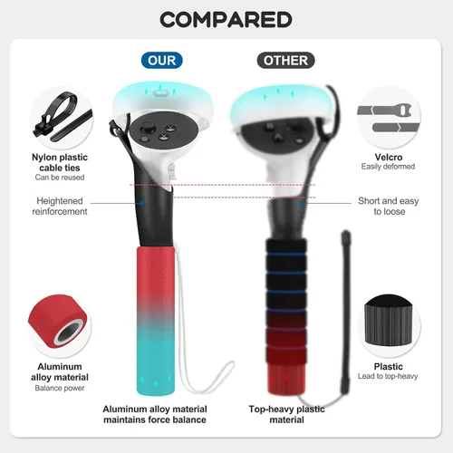 Vista 2 de Vakdon Dual Handles Extension Grips Compatible with Meta Quest 2QuestRift S Controllers Extension Handle for Playing Beat SaberSupernaturalGorilla