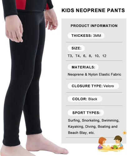 Vista 7 de Wetsuit Pants for Kids Boys Girls and Youth 3mm Neoprene Children Wet Suits Adjustable Bottoms Keep Warm in Cold Water to Swimming Workout Scuba