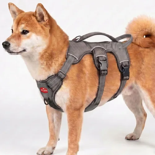 Vista 16 de Tuff Pupper Arnés para perro sin escape a prueba de escape, arnés ajustable de 5 puntos para perros, arneses acolchados para perros, arneses
