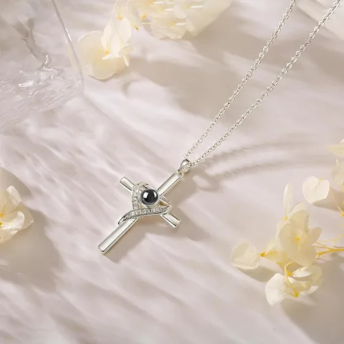 Vista 5 de Collar de cruz con versículo de la Biblia para mujer, collar de proyección de 18 + 2 pulgadas, cadena religiosa espiritual, joyería religiosa