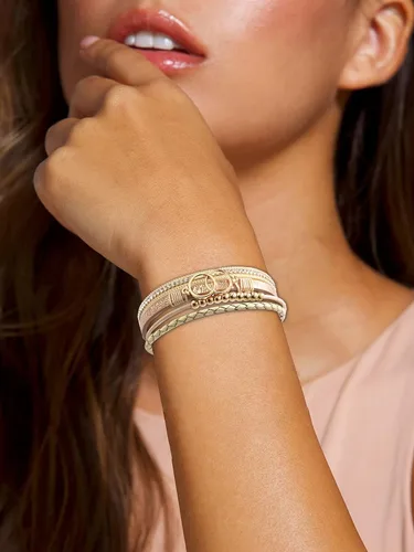 Vista 2 de Pulsera de cuero bohemia para mujer, pulsera de cuentas infinitas con cierre magnético, pulsera de cuero apilable