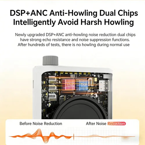 Vista 6 de fosa Amplificador de voz inalámbrico, chip de reducción de ruido integrado con 2 micrófonos Lavalier, micrófono magnético Bluetooth, para reuniones