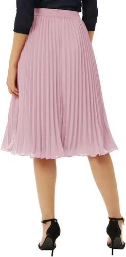 Vista 203 de GRACE KARIN - Falda plisada de gasa para mujer, con cintura alta y elástica, vuelo, corte acampanado y longitud por debajo de la rodilla