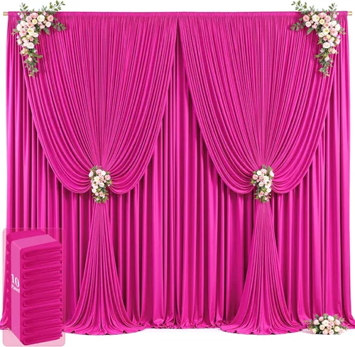 Vista 14 de 20 pies x 12 pies Cortinas de Telón de Fondo Azul Bebé Sin Arrugas para Bodas y Fiestas, Telón de Fondo de Tela Azul, Cortinas para Bodas