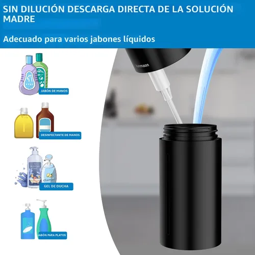 Vista 3 de Dispensador automático de jabón sin contacto, 15 niveles, cocina baño negro Negro brillante