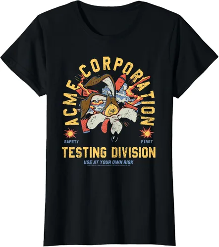 Vista 19 de Looney Tunes Wile E. Coyote Acme Co. Camiseta de la División de Pruebas Negro