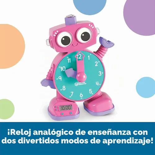 Vista 2 de Learning Resources Tock The Learning Clock Pink - Reloj digital para el aula, aprender la hora, temporizador para niños, elementos esenciales
