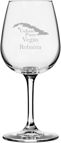 Vista 13 de Cuaba - Copa de vino multiusos con temática de cigarro cubano grabada de 12.75 onzas