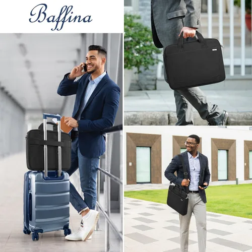 Vista 2 de BAFFINA Bolsa de hombro para laptop de 15.6, 16, 17.3 pulgadas, para hombres y mujeres, funda de transporte impermeable para computadora, bolsa
