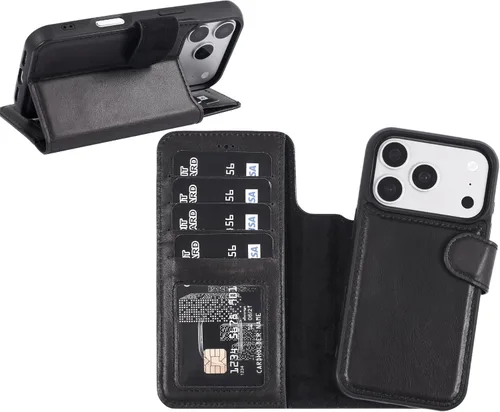 Vista 33 de HARDISTON Funda de piel auténtica hecha a mano compatible con iPhone 11 Pro de 5.8 pulgadas, funda magnética desmontable con tarjeteros - bordes