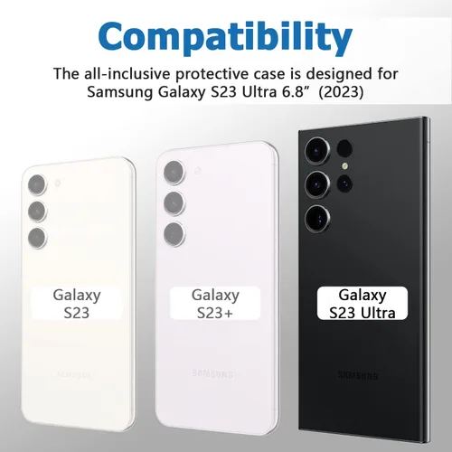 Vista 2 de Miimall Funda compatible con Galaxy S23 Ultra, funda para S23 Ultra desmontable, clip para cinturón, función atril, bordes elevados, protección