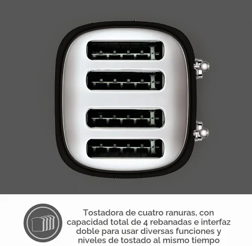 Vista 7 de Smeg Tostadora de 4 Rebanadas Estilo Retro Estético de los 50, 6 Preajustes, Ranuras Extra Anchas, Negro TSF03BLUS