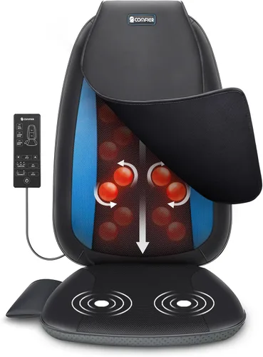 Vista 10 de COMFIER - Masajeador de espalda Shiatsu con calor, cojín de asiento de masaje de tejido profundo, almohadilla para silla de masaje para espalda