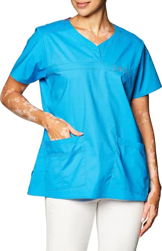 Vista 6 de Wink WonderFLEX Patience - Women's Curved Notch Neck Scrub Top Aguamarina