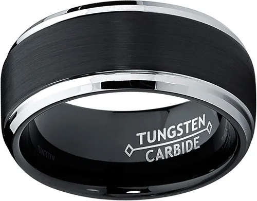 Vista 3 de Metal Masters Co. Anillo de boda cepillado de carburo de tungsteno de 2364 (9 mm), negro, de dos tonos, ajuste cómodo, tamaños de 8 a 13