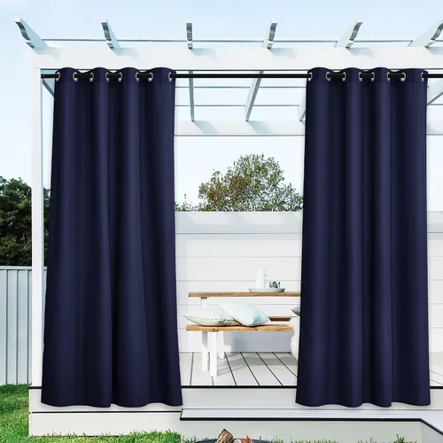Vista 194 de NICETOWN Cortina para Exteriores para Patio Impermeable de 84 Pulgadas de Ancho, Aislamiento Térmico con Ojales Antioxidantes Bloqueo UV Cortina