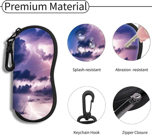 Vista 37 de Hion Sunglasses Case Ultra Light Neoprene Zipper Eyeglass Soft Case with Belt Clip