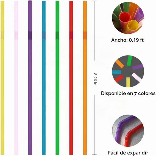 Vista 2 de YAOSHENG 200 pajitas flexibles de 8.26 x 0.2 pulgadas, colores sólidos, pajitas flexibles de plástico desechables (azul)