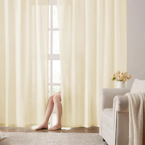 Vista 23 de HOMEIDEAS - Cortinas semitransparentes de privacidad blancas que no se transparentan, 52 x 96 pulgadas Blanco