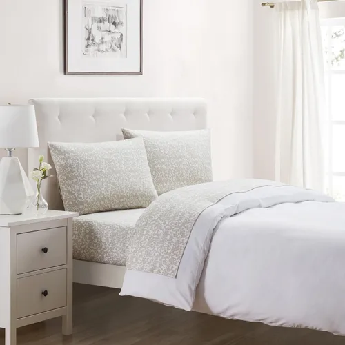 Vista 12 de Tahari Home - Sábanas matrimoniales, ropa de cama de franela de algodón de 4 piezas con fundas de almohada a juego, cepilladas para mayor suavidad