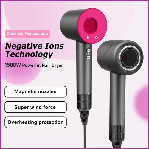 Vista 3 de Secador de pelo con difusor, secador iónico negativo con motor sin escobillas de 110, 000 RPM, secador de pelo de control térmico de alta velocidad