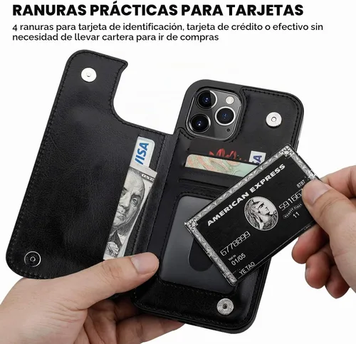 Vista 4 de ONETOP Funda tipo cartera para iPhone 12 Pro Max con tarjetero, color negro