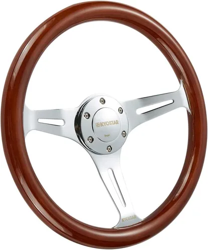 Vista 8 de Volante universal Kyostar de 14 pulgadas, estilo clásico Grant Nostalgia, grano de madera, negro, con botón de bocina