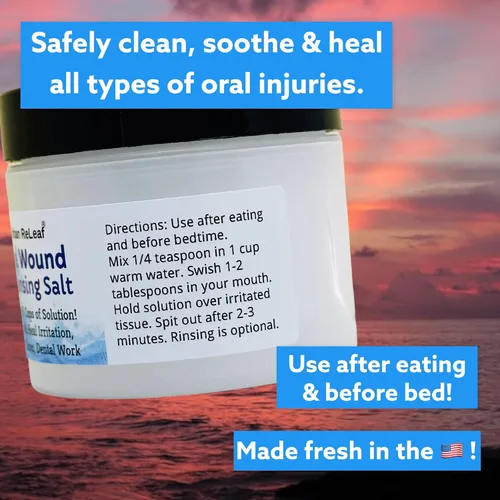 Vista 4 de Urban ReLeaf - Sal limpiadora oral de heridas Makes 45 Cups, 100% Natural, Fast Relief from Irritation & Dental Work, For Braces, Mouth, Gum