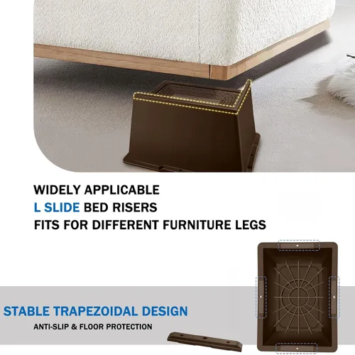 Vista 32 de ANNKUT Elevadores de cama de 2 pulgadas, resistentes, elevadores de sofá de gran tamaño, elevadores de muebles extra anchos para sofá, mesa
