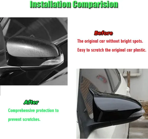 Vista 5 de Estilo de Coche ABS Puerta Cuerno de Buey Espejo Retrovisor Carcasa Cubierta Tapas Moldura Accesorios de Decoración Exterior Para Toyota Corolla