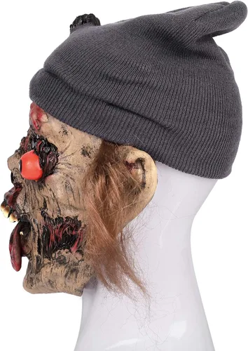 Vista 5 de Ibluelover Scary Zombie Mask with Knit Hat Halloween Creepy Evil Ghost Mask